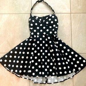 Halter Polka Dot Flare Dress